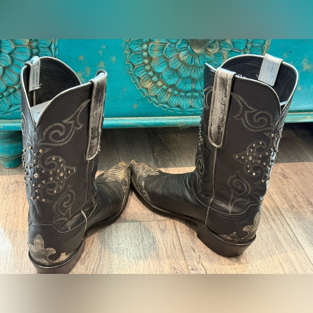 Lucchese men’s lizard wingtip studded boot size 10 - Picture 13 of 15